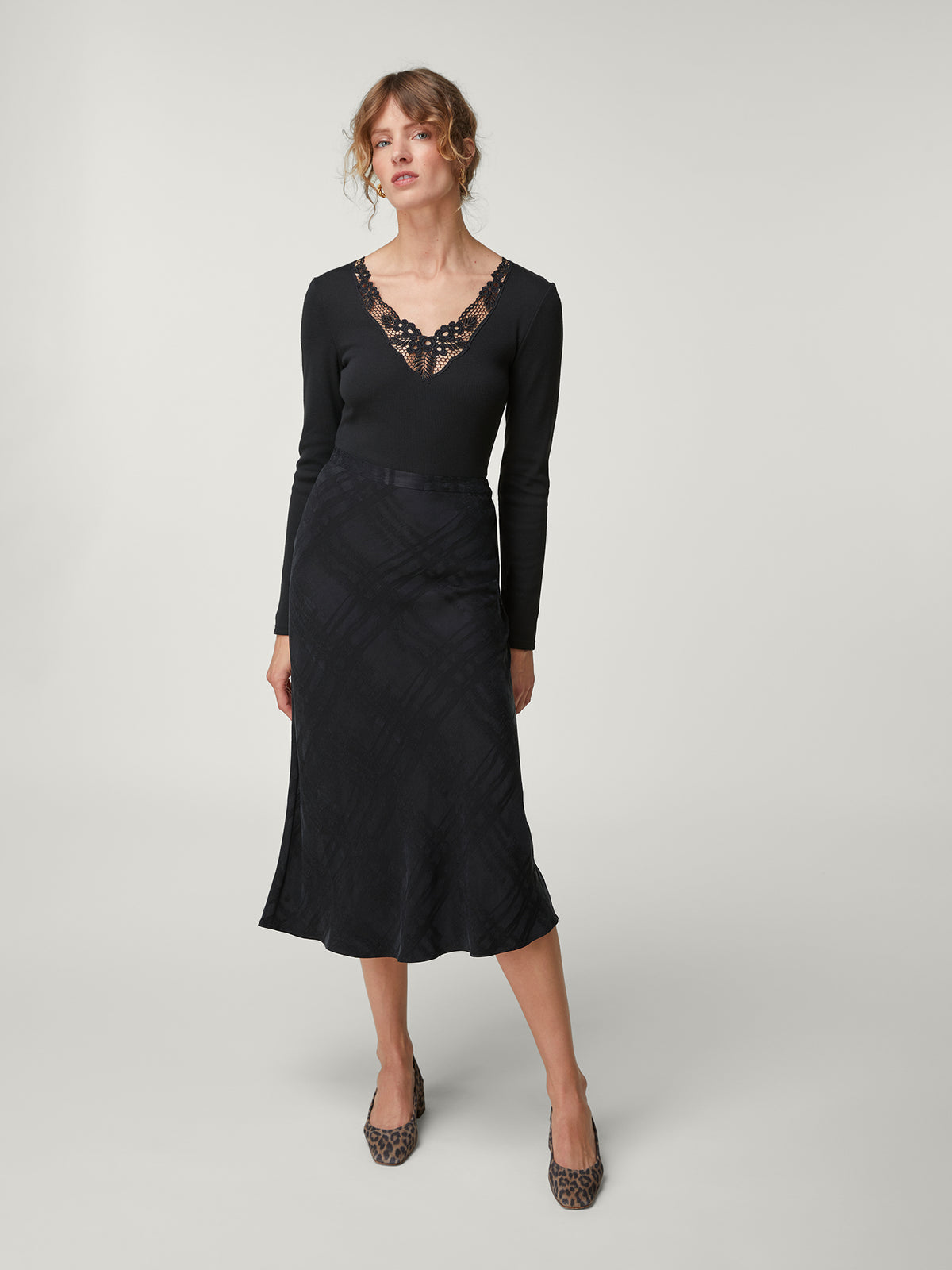 Jupe midi en jacquard Rouje