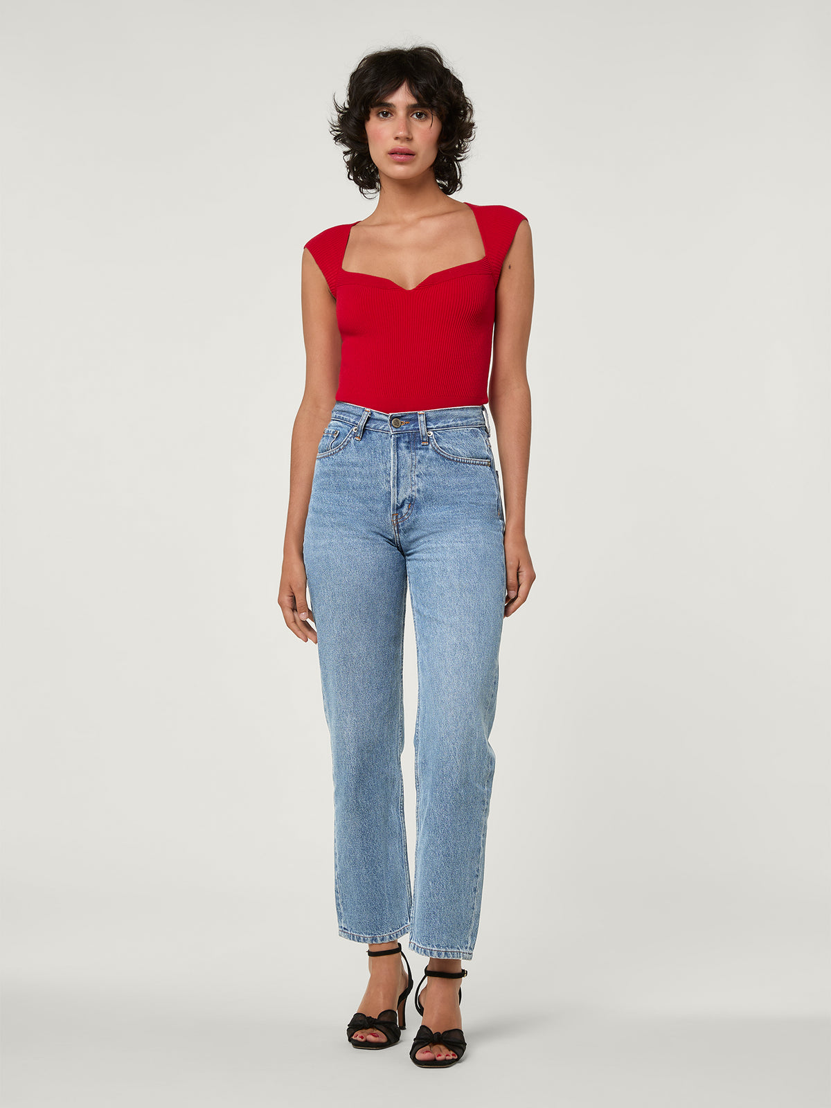 Jeans droit taille haute hot sale