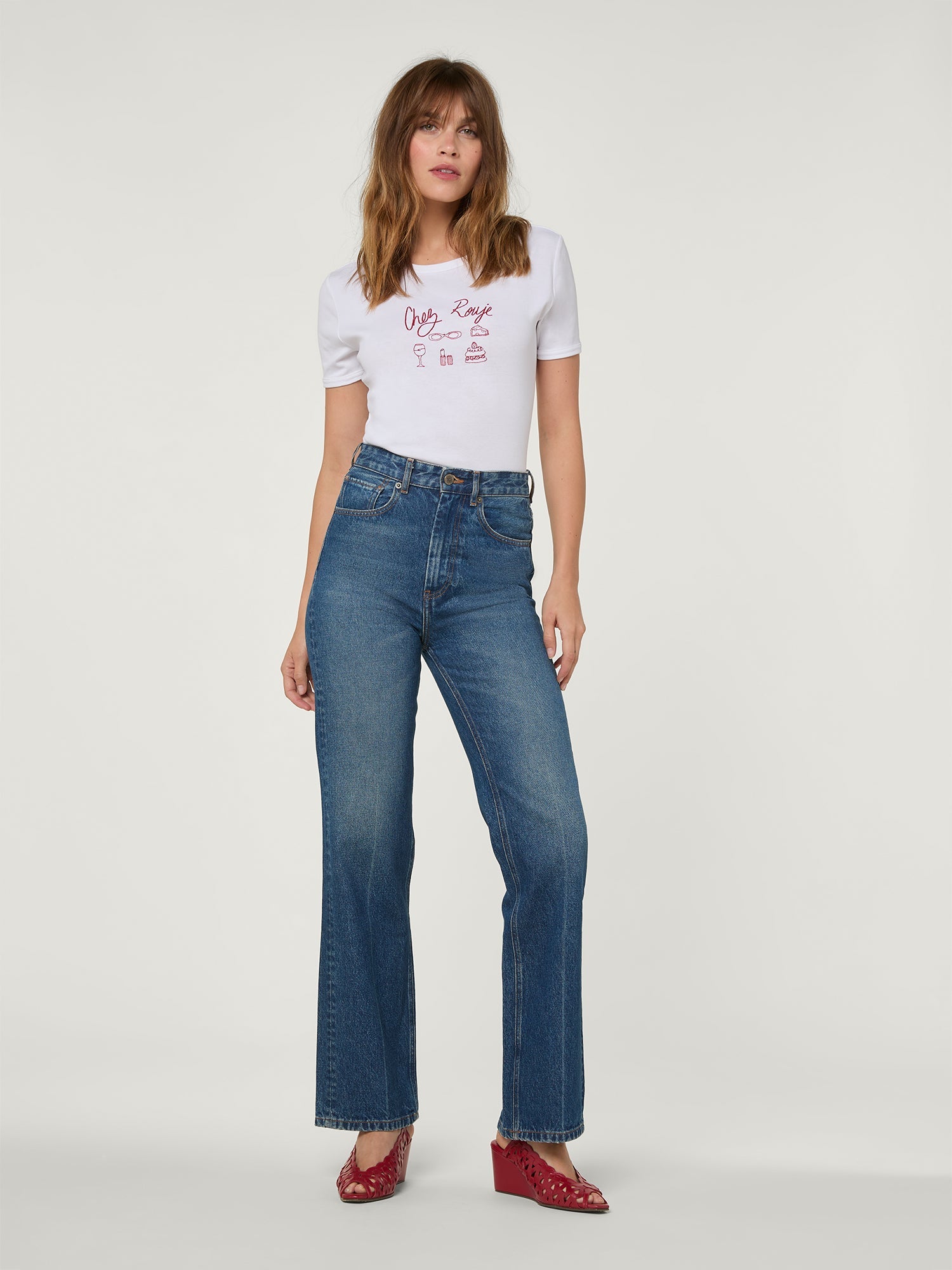 Jean original long droit et taille haute Rouje