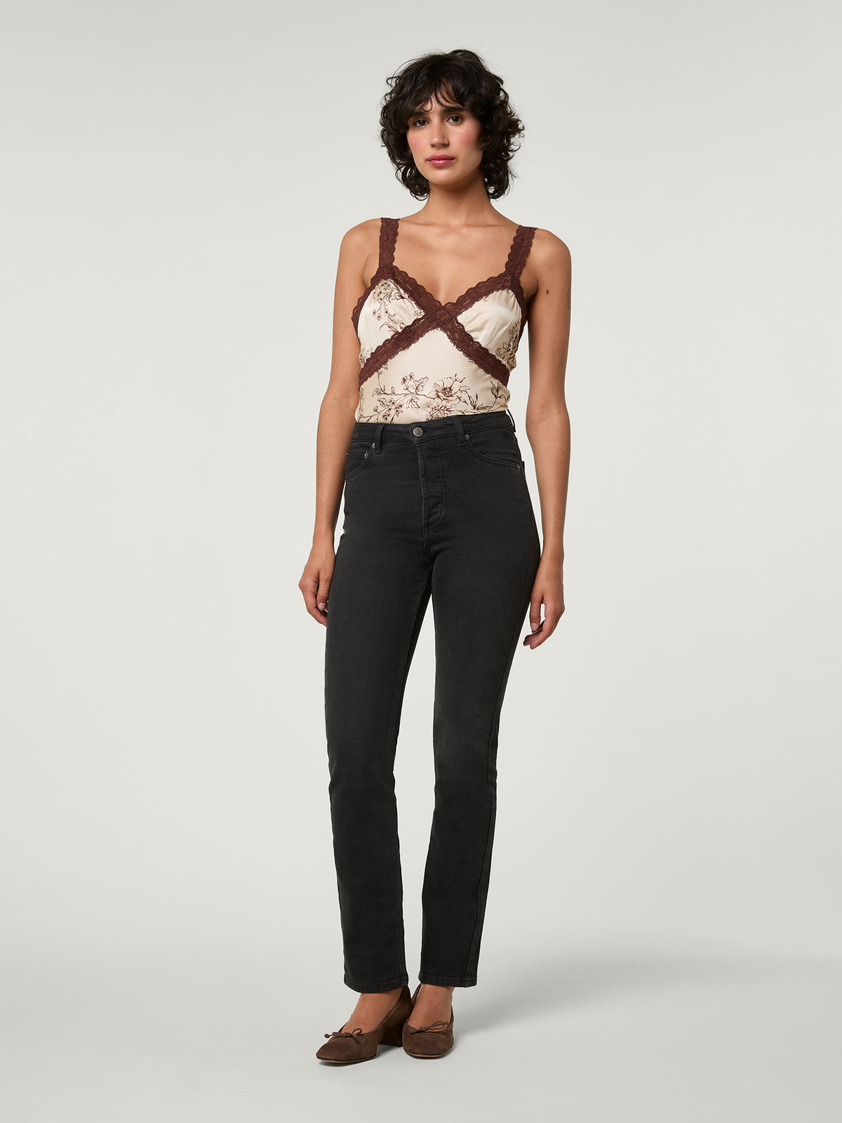 Jean slim taille haute noir Rouje